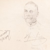 Reprodukcja szkicu przedstawiającego wojskowych, Szkice z Kwatery Wojennej, Ludwig Koch. 1914 r.